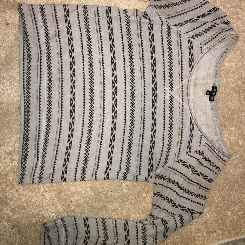 Long-Sleeve Tribal Crop-Top